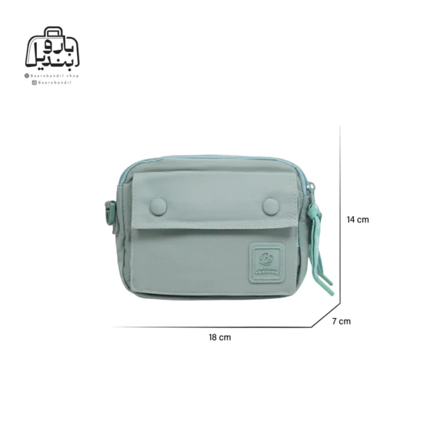 تصویر اختصاصی از سایزبندی کیف زنانه دوشی بوبو کد ۳۰۷۳ در رنگ سبز پاستلی