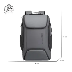 تصویر اختصاصی از نمای جلوی کوله‌پشتی بنج کد ۷۲۶۷ در رنگ طوسی همراه با سایزبندی