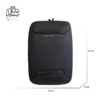 تصویر اختصاصی از نمای جلوی کوله‌پشتی پرزیدنت کد ۶۱۶۳ در رنگ مشکی همراه با سایزبندی