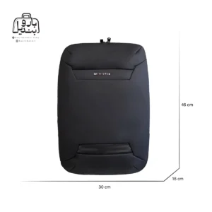 تصویر اختصاصی از نمای جلوی کولهپشتی پرزیدنت کد ۶۱۶۳ در رنگ مشکی همراه با سایزبندی