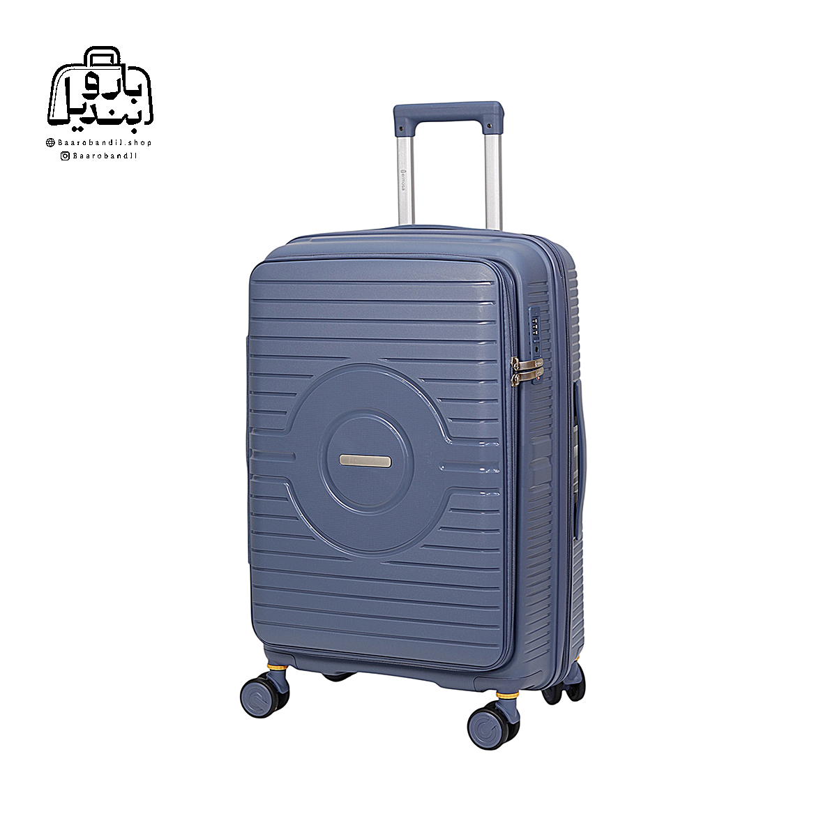 luggage-hermosa-pro-large-checked-dark-blue-1 تصویر اختصاصی از چمدان هرموسا پرو سایز بزرگ در رنگ سرمه ای