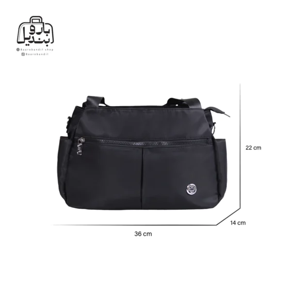 تصویر اختصاصی از سایزبندی کیف زنانه دوشی حاصل کد ۱-۱۴۰۹ در رنگ مشکی