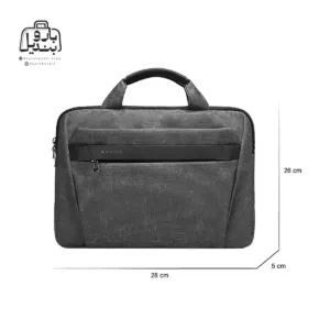 تصویر اختصاصی از نمای جلوی کیف دستی لپ‌تاپی بنج Bange کد ۲۵۵۸ در طوسی همراه با سایزبندی