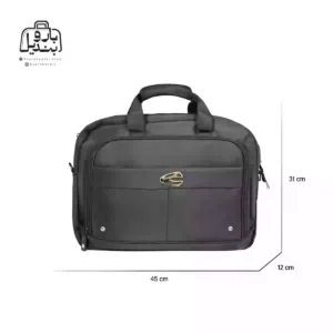 تصویر اختصاصی از نمای جلوی کیف دستی لپ‌تاپی کمل کد A107 در رنگ مشکی همراه با سایزبندی