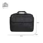 تصویر اختصاصی از نمای جلوی کیف دستی لپ‌تاپی لیستات ۶۸۰۱ در رنگ مشکی همراه با سایزبندی