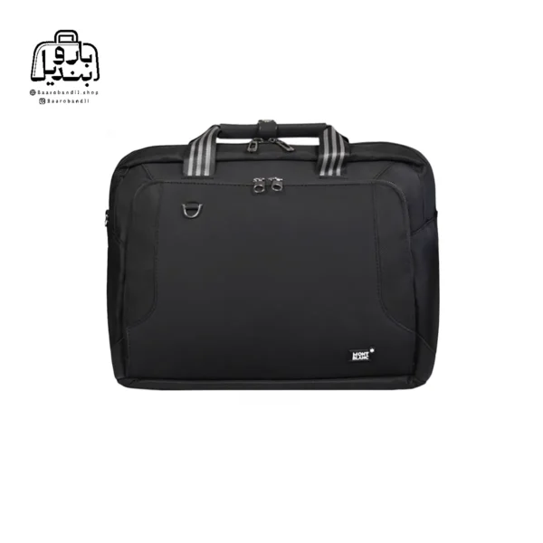 تصویر اختصاصی از نمای جلوی کیف دستی لپ‌تاپی مونت بلانک کد ۶۱۶۹ در رنگ مشکی