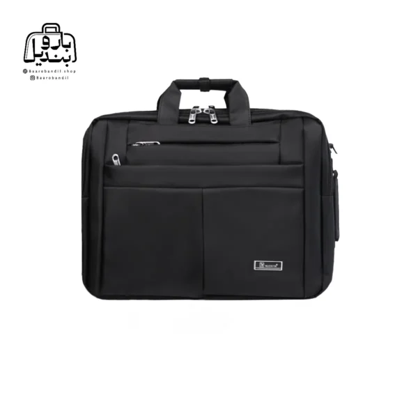 تصویر اختصاصی از نمای جلوی کیف دستی لپ‌تاپی نوژیا کد ۱۱۲۸ در رنگ مشکی