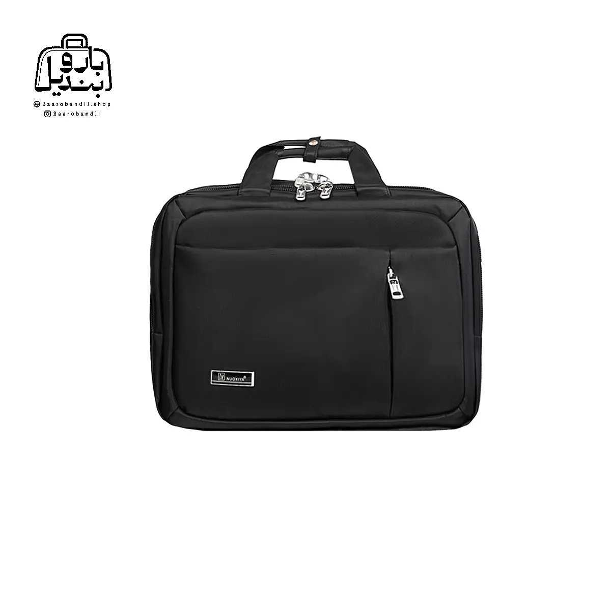 laptop-bag-nuoxiya-5036-black-front-6 تصویر اختصاصی از نمای جلوی کیف دستی لپتاپی نوژیا کد ۵۰۳۶ در رنگ مشکی