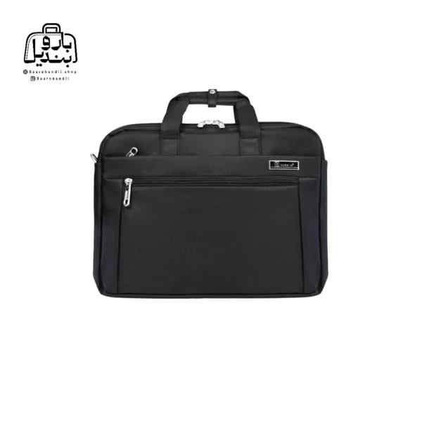 تصویر اختصاصی از نمای جلوی کیف دستی لپتاپی نوژیا کد ۶۰۰۵ در رنگ مشکی