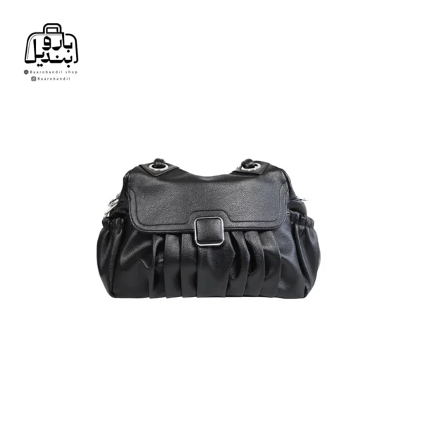 تصویر اختصاصی از نمای جلوی کیف زنانه دوشی حاصل کد ۱-۱۴۴۵ در رنگ مشکی