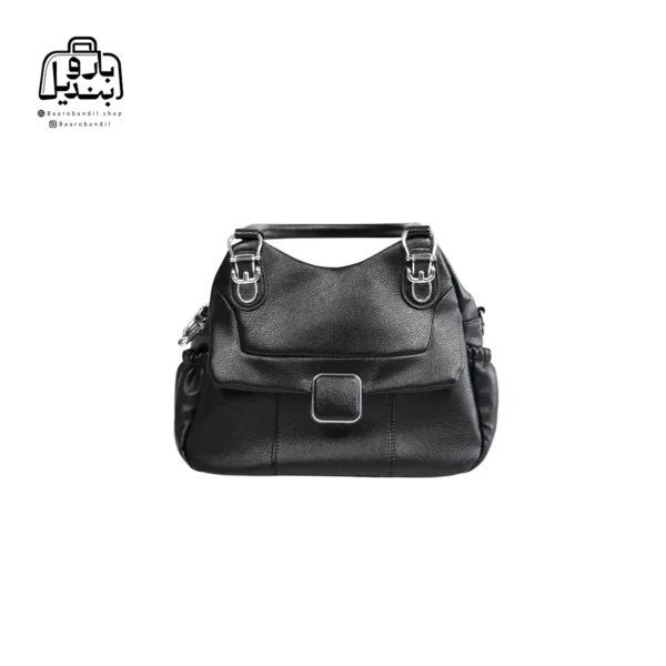 تصویر اختصاصی از نمای جلوی کیف زنانه دوشی حاصل کد ۱-۱۵۳۷ در رنگ مشکی