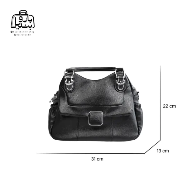تصویر اختصاصی از سایزبندی کیف زنانه دوشی حاصل کد ۱-۱۵۳۷ در رنگ مشکی