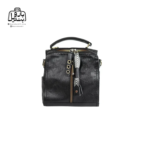 تصویر اختصاصی از نمای جلوی کیف زنانه دوشی موجیتو کد ۷۶۰۹ در رنگ مشکی