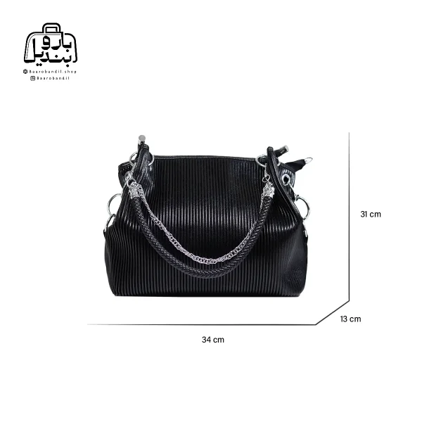 تصویر اختصاصی از سایزبندی کیف زنانه دوشی سنتوزا کد ۹۷۲ طرح کبریتی در رنگ مشکی